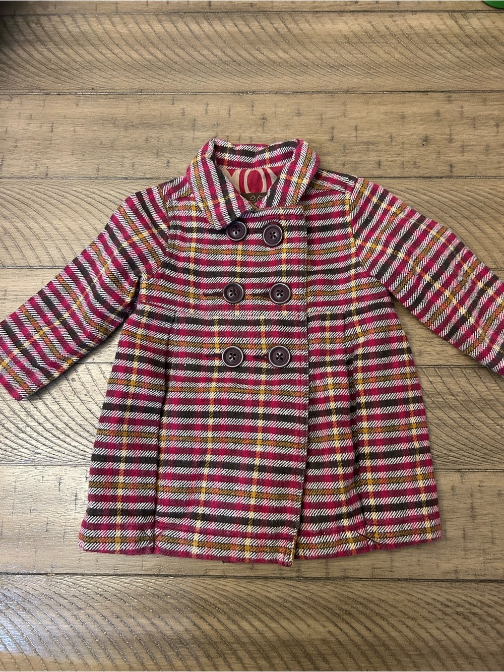 6-12M Baby Girl Pink Plaid Coat